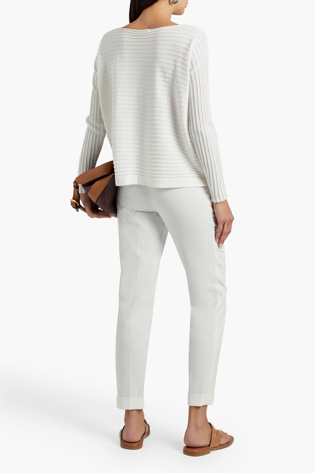 LORO PIANA Ribbed silk and cotton-blend jersey top
