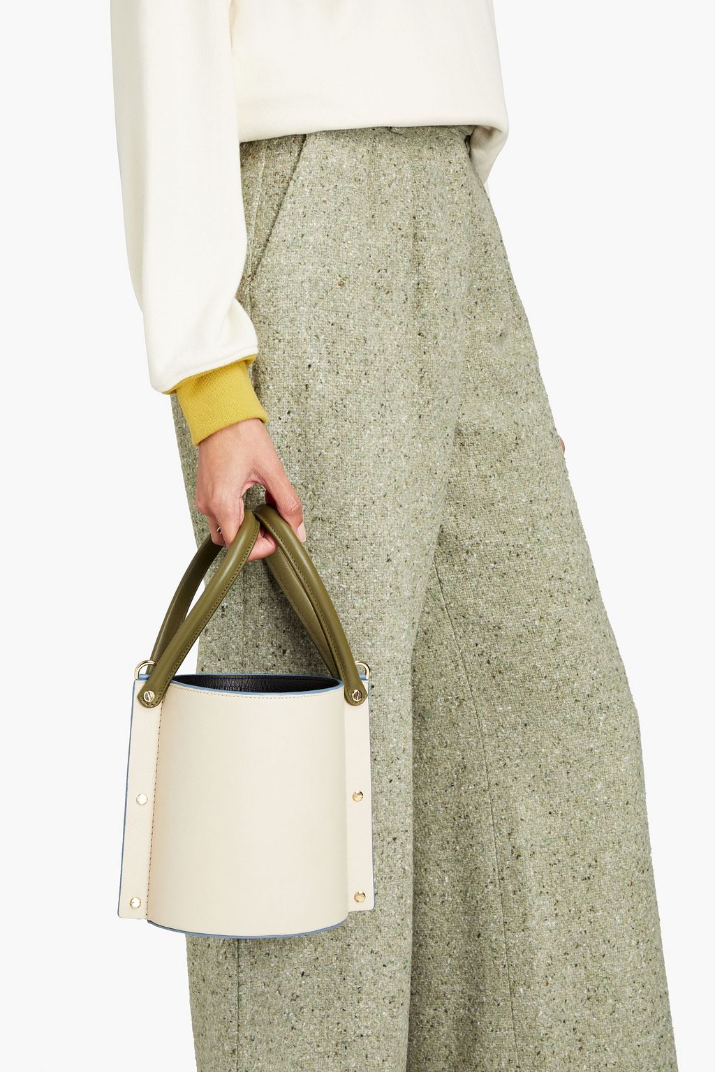 YUZEFI Cubo studded leather bucket bag