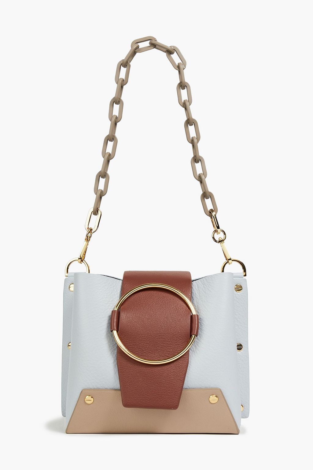 YUZEFI Delila studded pebbled-leather shoulder bag