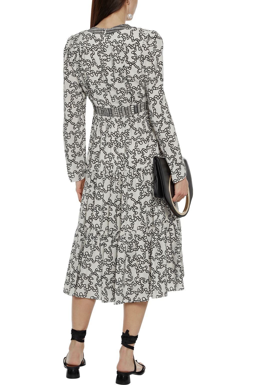 VALENTINO GARAVANI Tiered printed silk crepe de chine midi dress