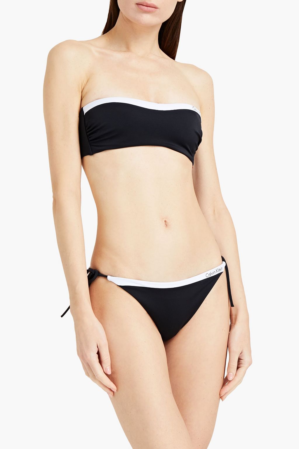 CALVIN KLEIN Monogrammed-trimmed bandeau bikini top