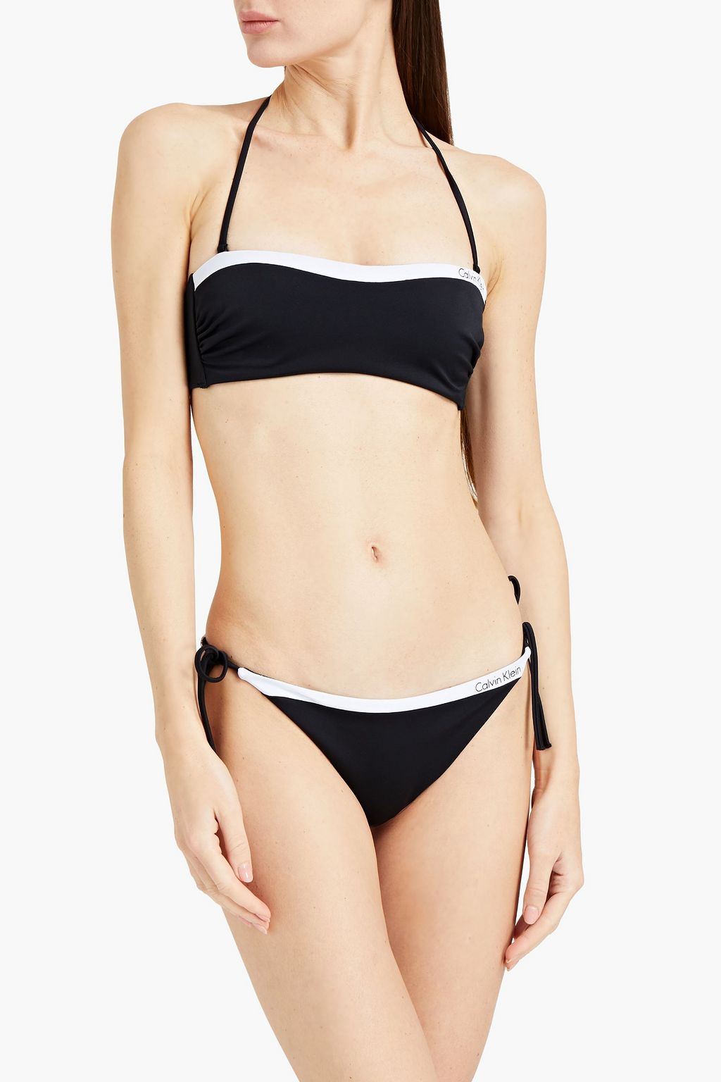 CALVIN KLEIN Monogrammed-trimmed bandeau bikini top