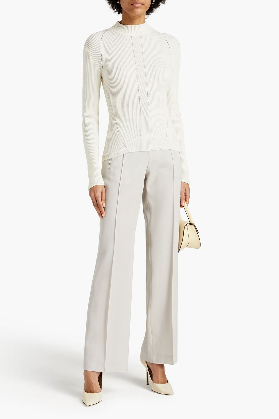 Bite Studios Ribbed Organic Cotton-blend Turtleneck Jumper In Ivory