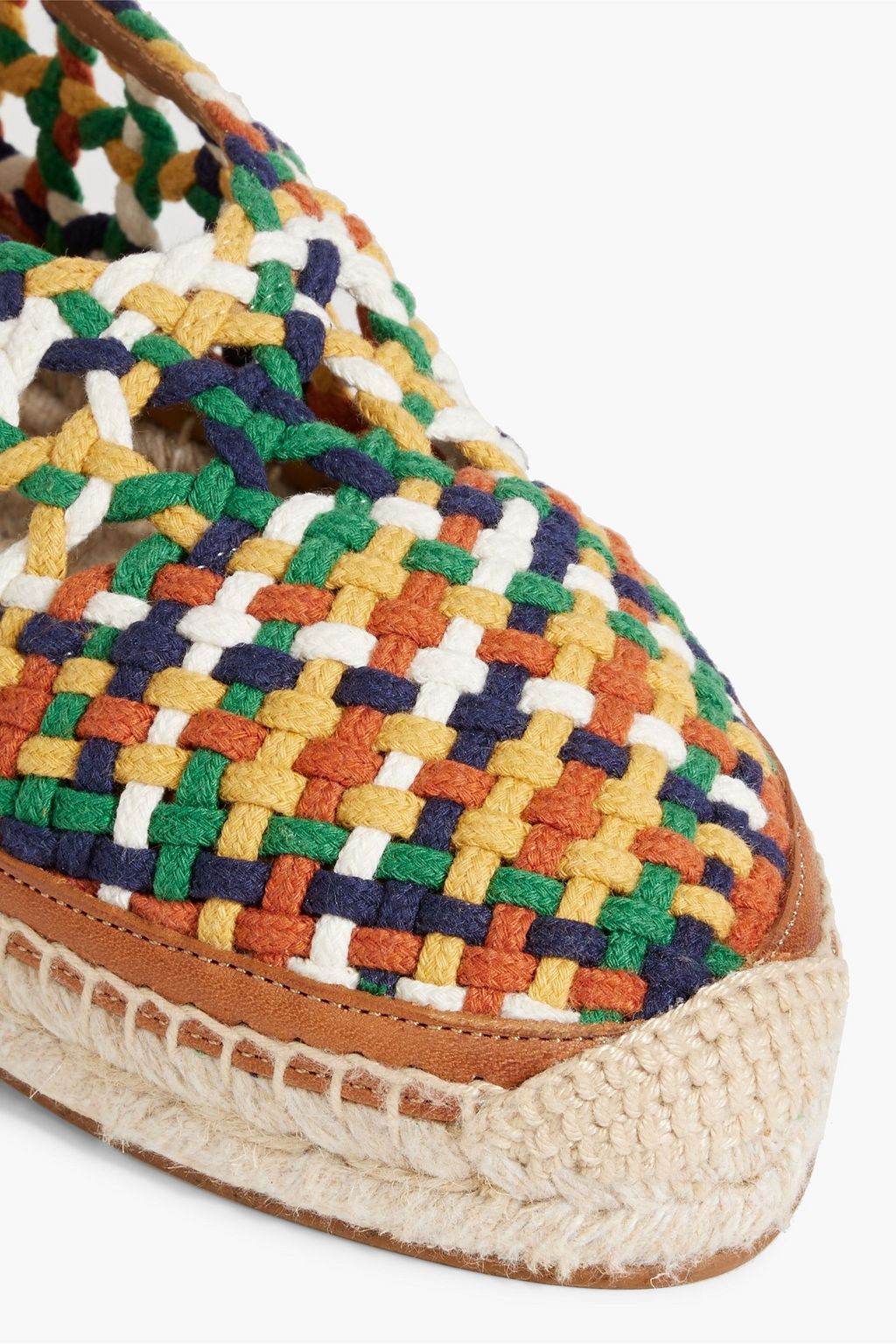 CHLOÉ Luccia leather-trimmed macramé espadrilles