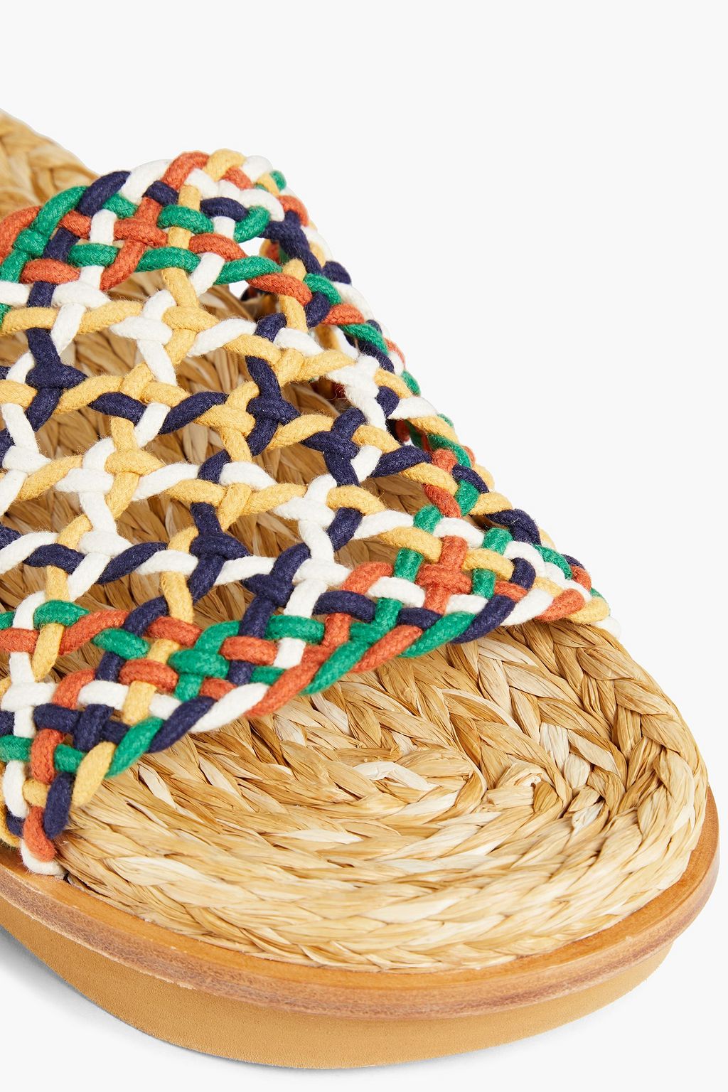 CHLOÉ Wavy macramé and raffia platform slides