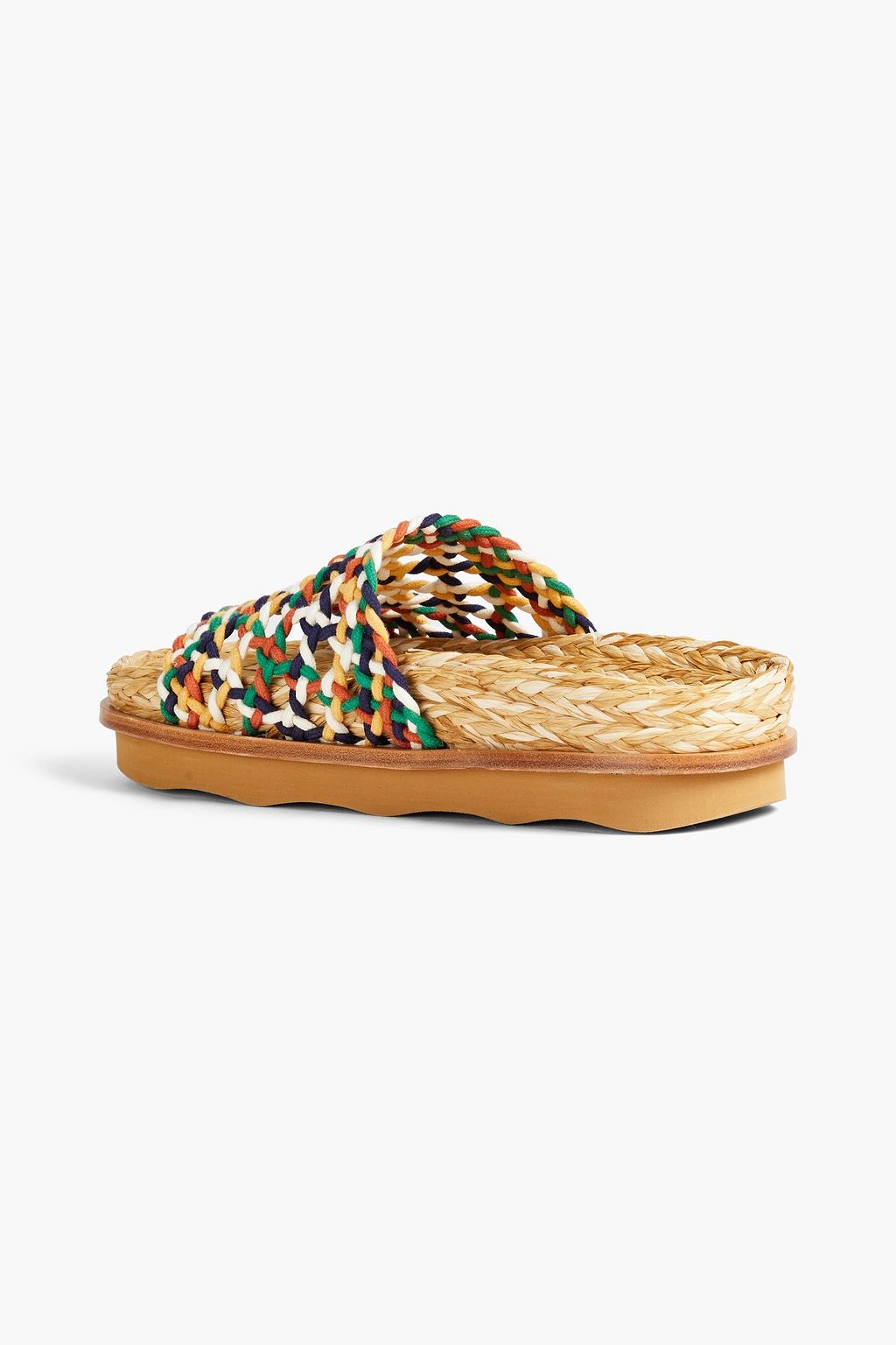CHLOÉ Wavy macramé and raffia platform slides