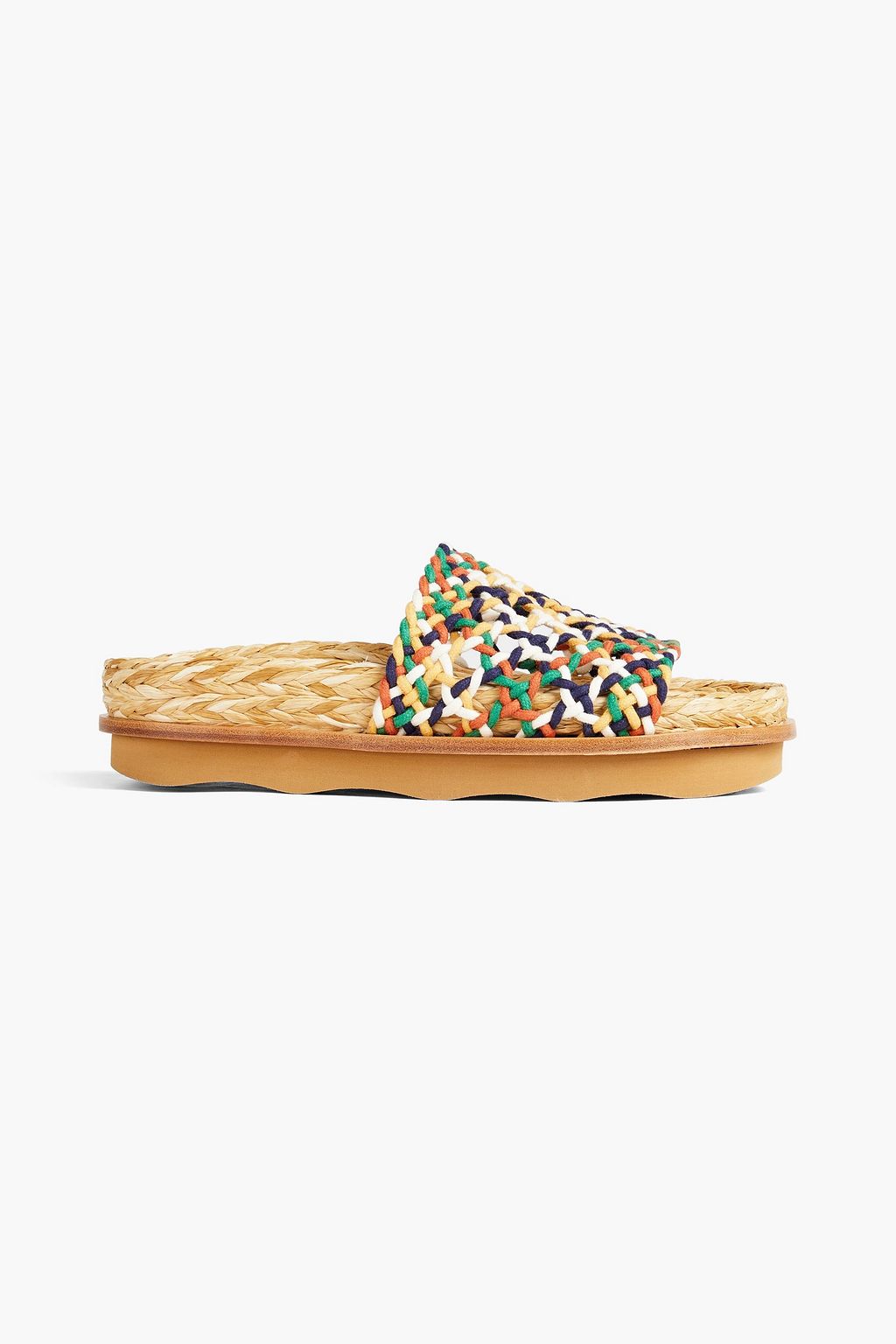 CHLOÉ Macramé and raffia platform slides | THE OUTNET