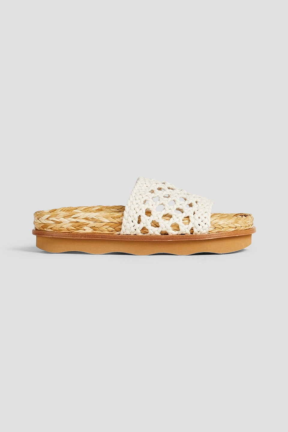 Chloé Macramé And Raffia Platform Slides