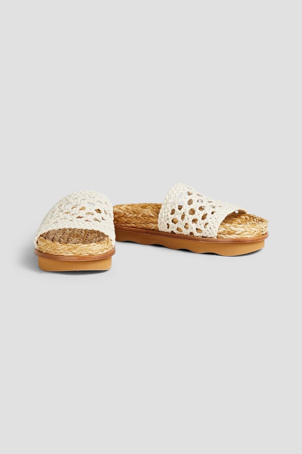 CHLOÉ Macramé and raffia platform sandals