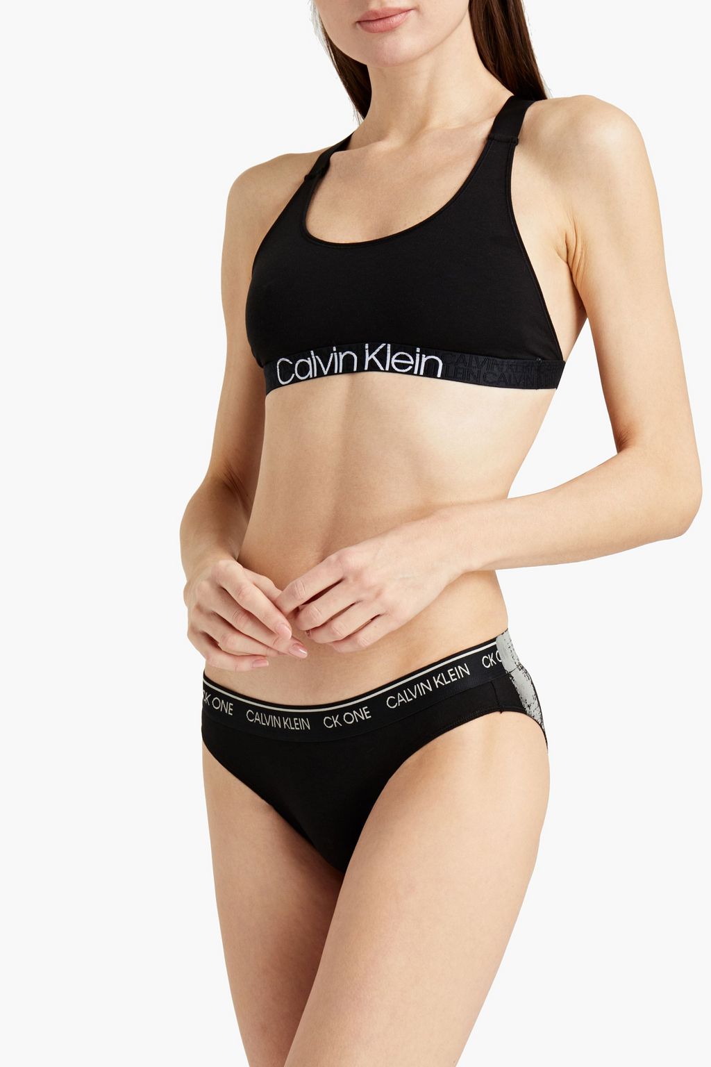CALVIN KLEIN Cotton-blend jersey sports bra