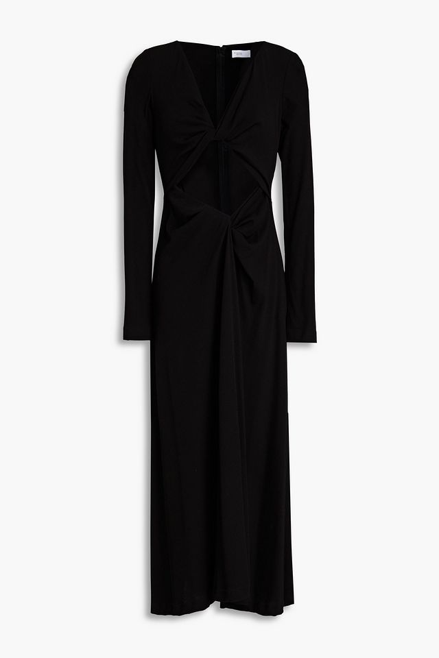 Cutout twisted cotton-jersey midi dress