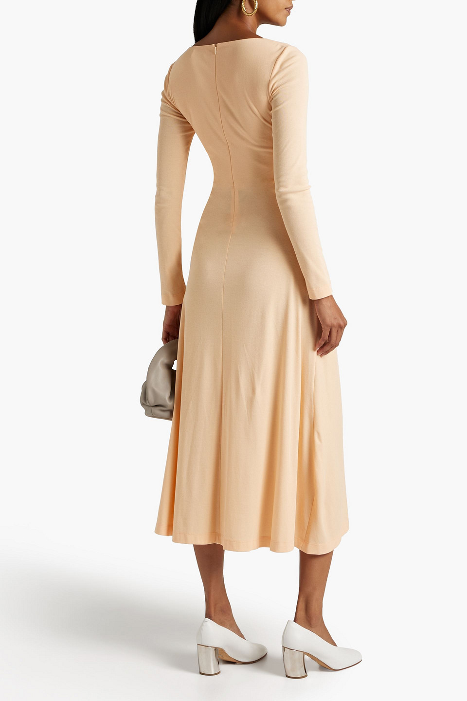 Shop Rosetta Getty Twist-front Cutout Cotton-jersey Midi Dress In Peach