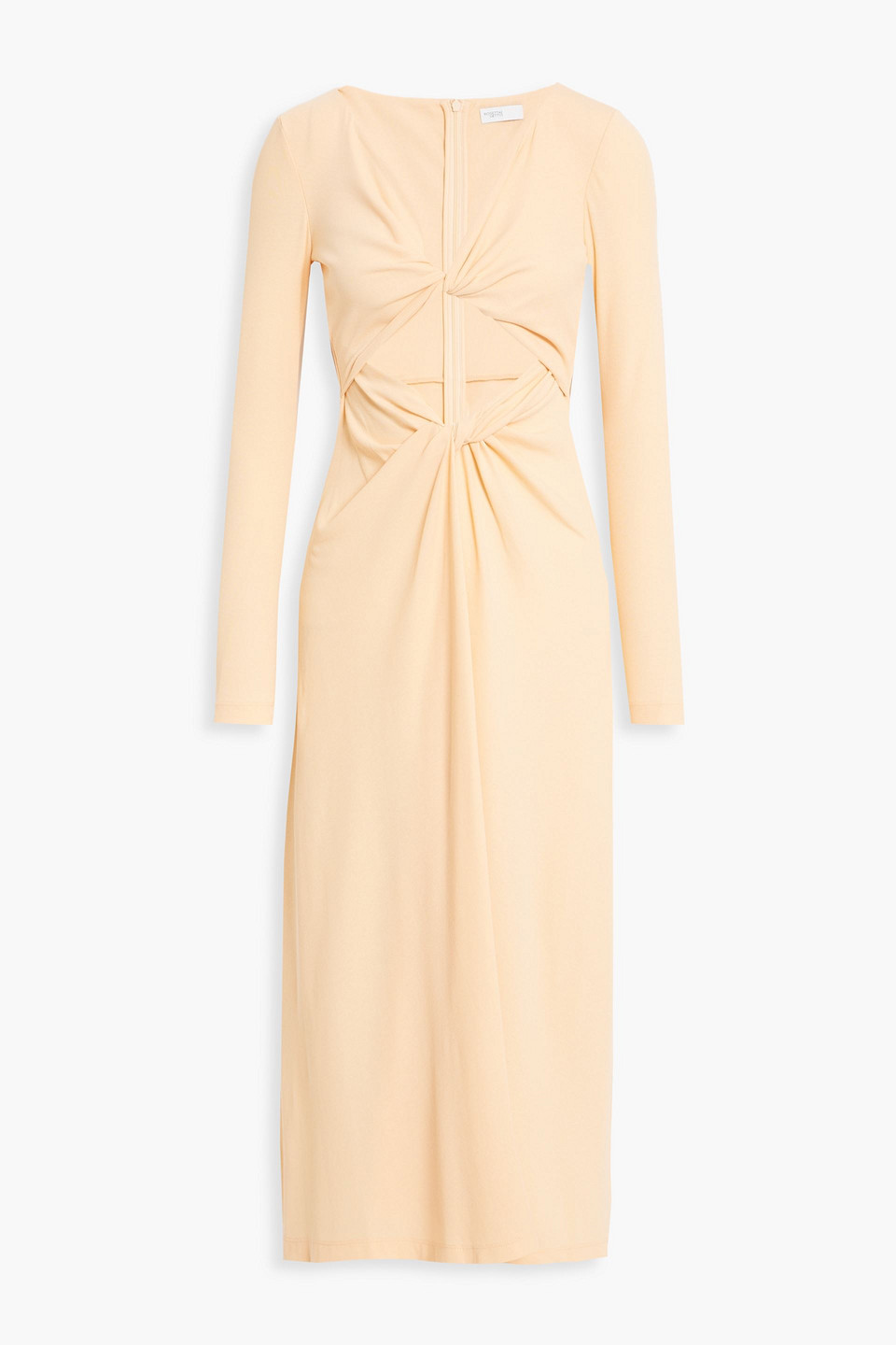 Shop Rosetta Getty Twist-front Cutout Cotton-jersey Midi Dress In Peach