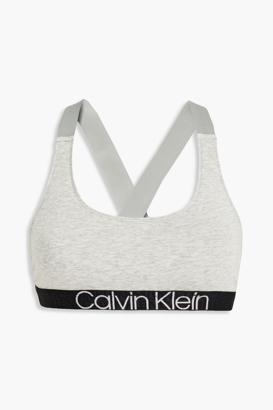 Calvin Klein Cotton-blend Jersey Sports Bra In Grey