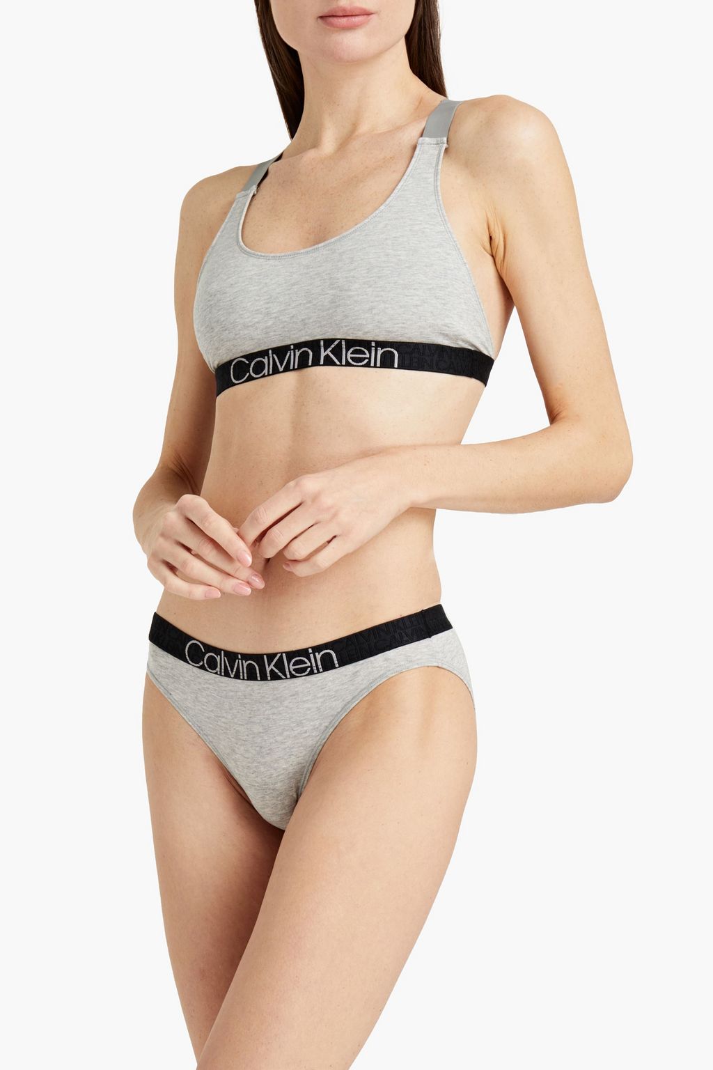 CALVIN KLEIN Cotton-blend jersey sports bra