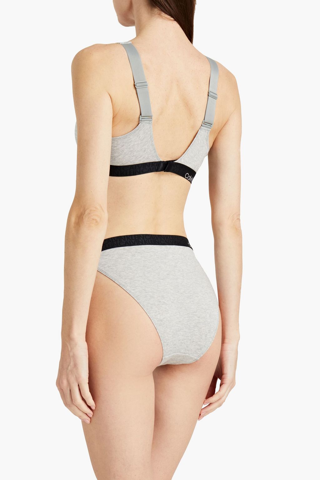 CALVIN KLEIN Mélange cotton-blend jersey triangle bra