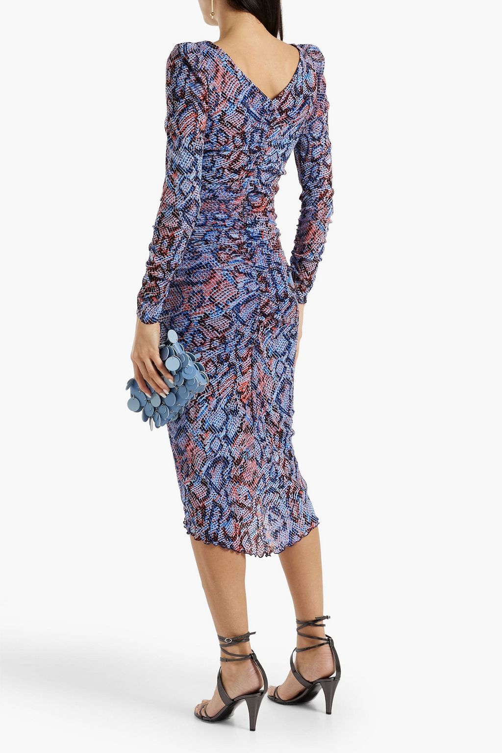 DIANE VON FURSTENBERG Gypsy ruched printed stretch-mesh midi dress