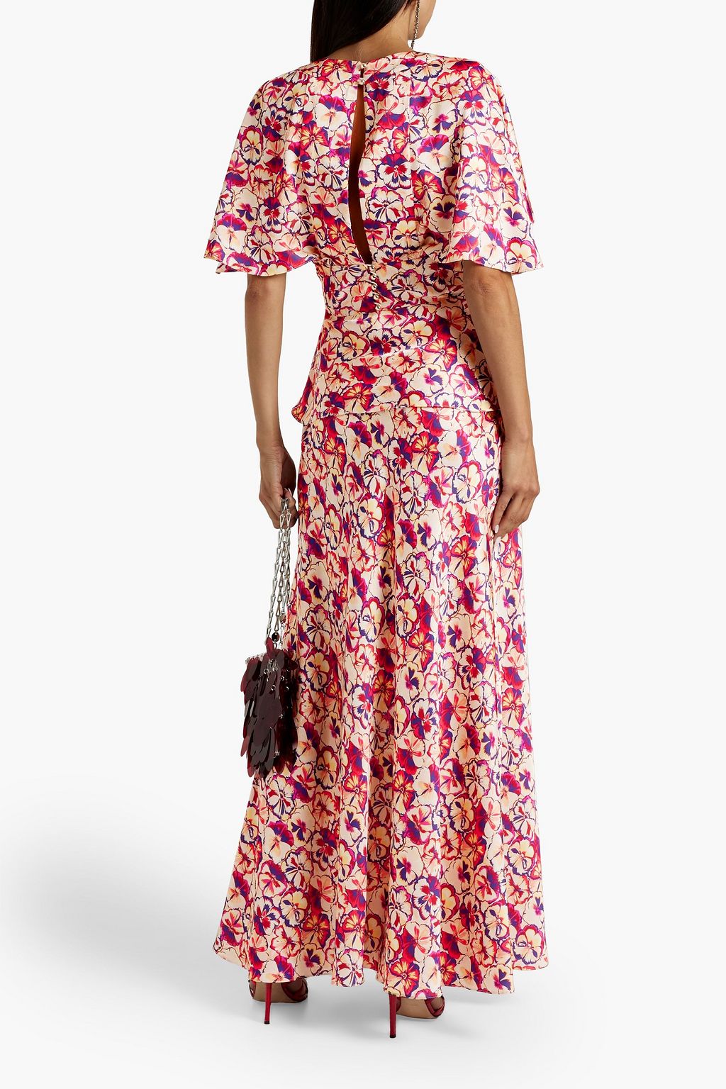 RABANNE Floral-print satin-crepe maxi wrap skirt | THE OUTNET