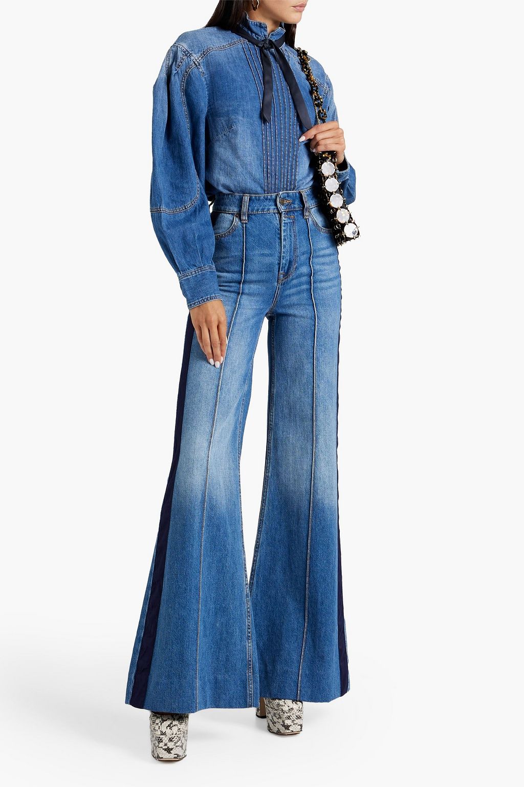 ZIMMERMANN Pintucked denim shirt