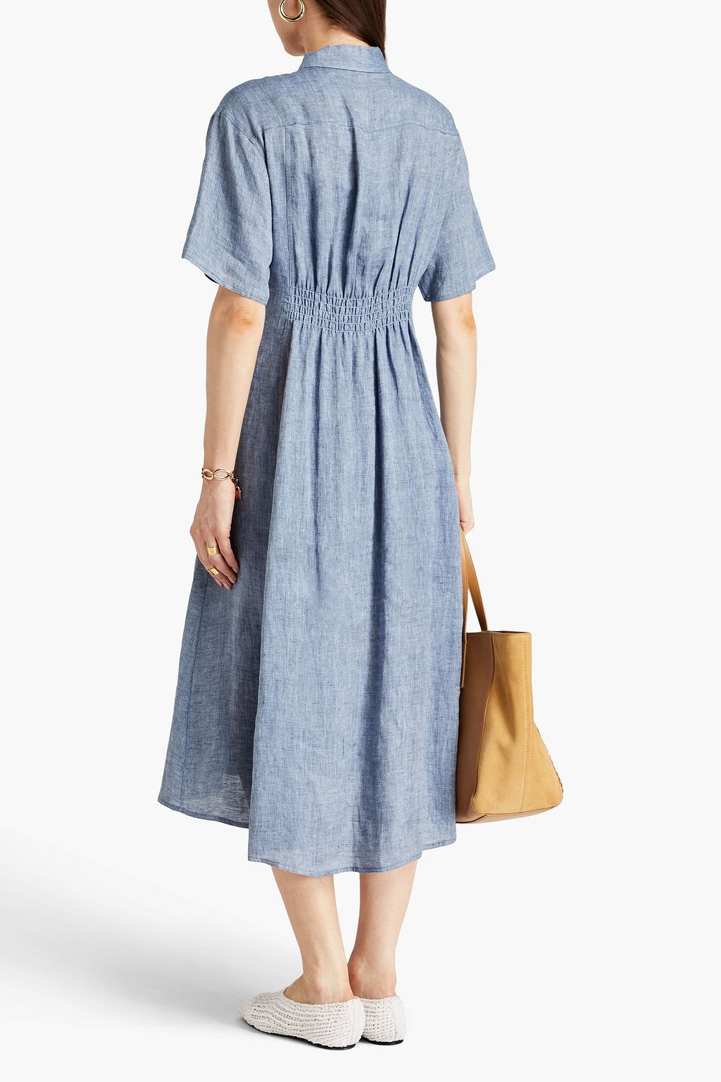 THEORY Hemp-chambray midi shirt dress