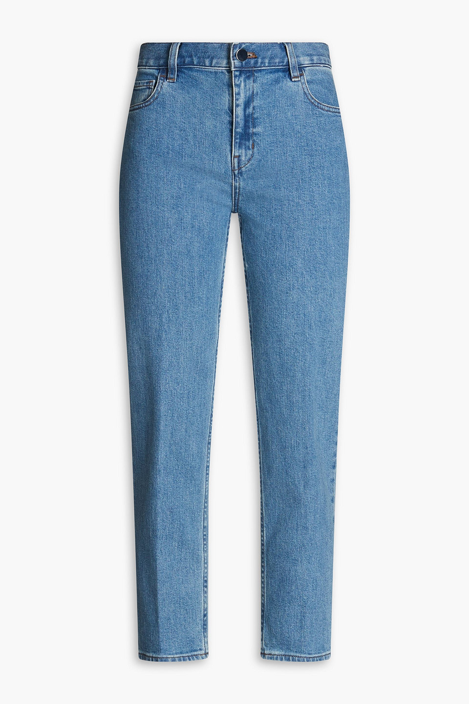 Theory Treeca Cropped High-rise Slim-leg Jeans In Mid Denim