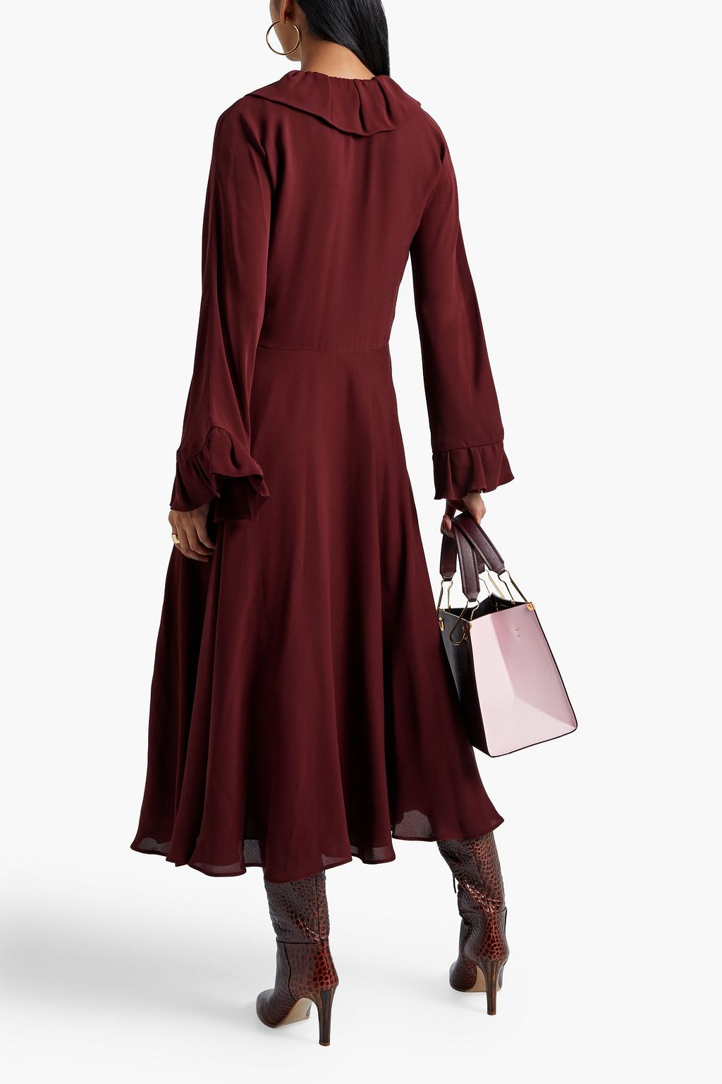 VALENTINO GARAVANI Ruffled silk-crepe midi dress