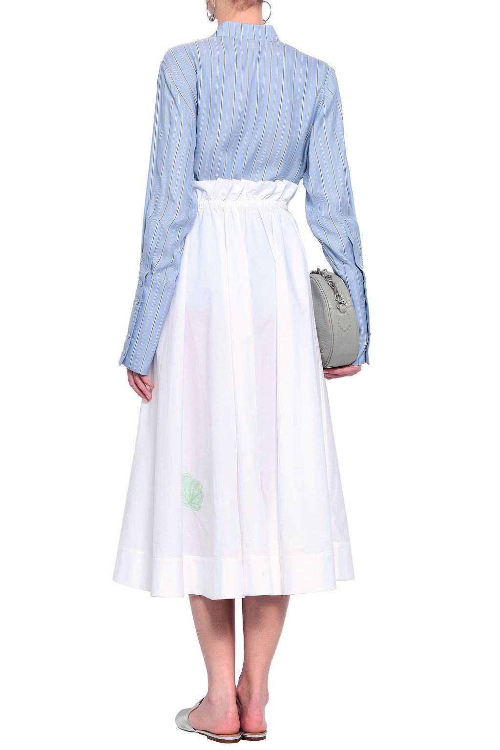ACNE STUDIOS Hellah gathered embroidered cotton-poplin midi skirt