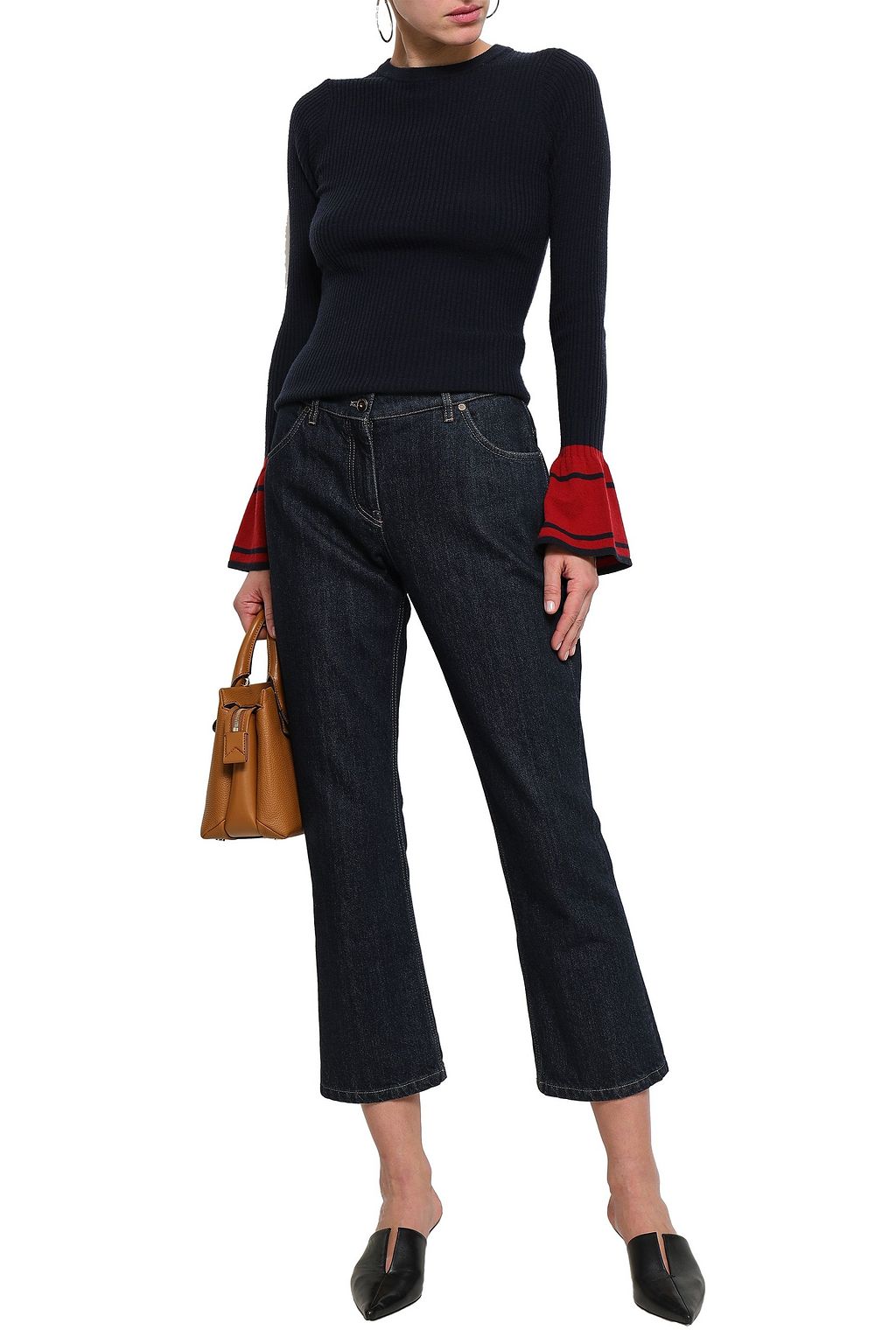 AUTUMN CASHMERE Fluted merino wool-blend sweater