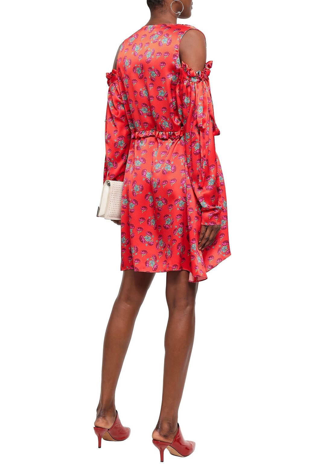 MAGDA BUTRYM Cold-shoulder floral-print satin-crepe mini dress