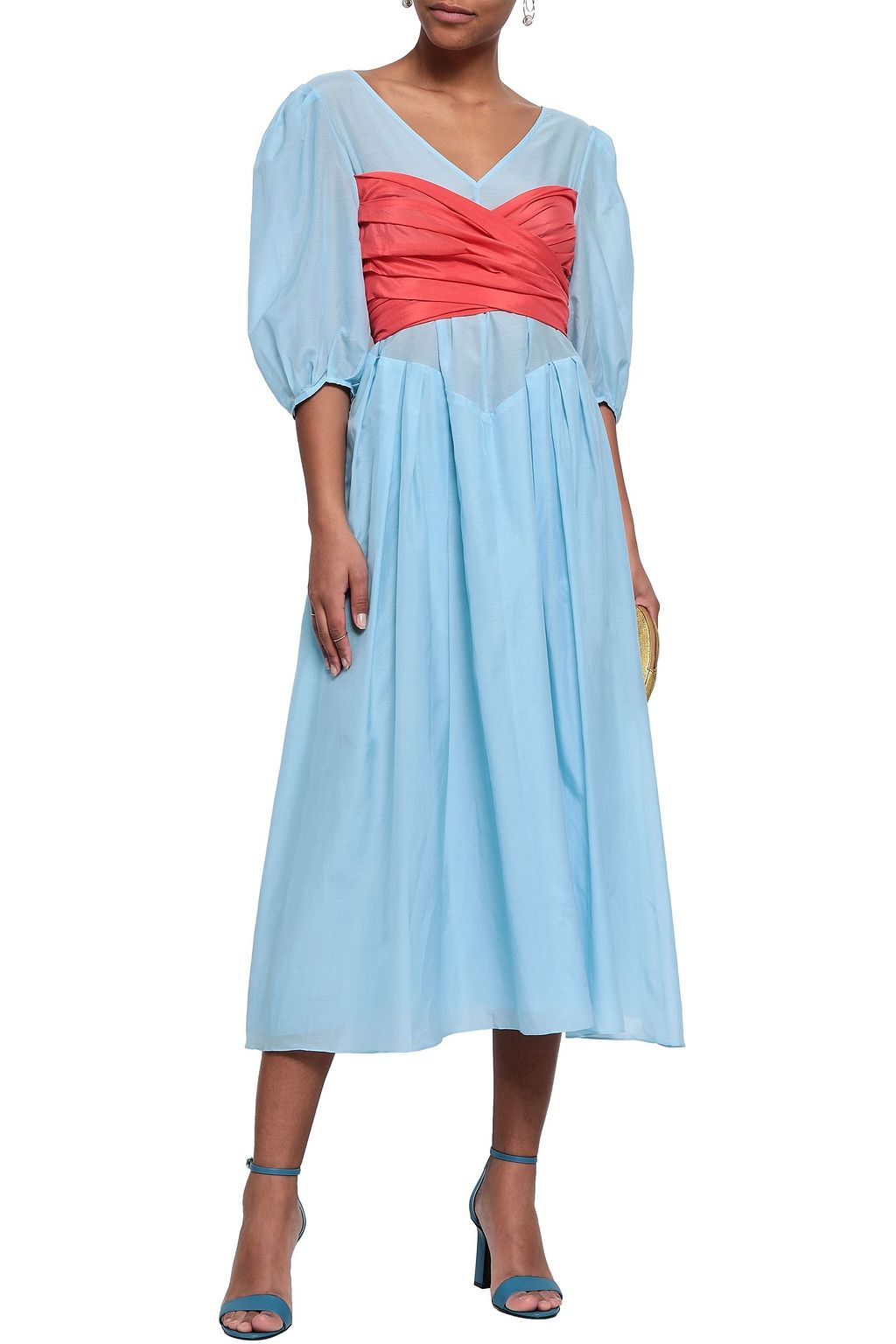 ANNA OCTOBER Layered cotton and silk-blend mousseline midi dress