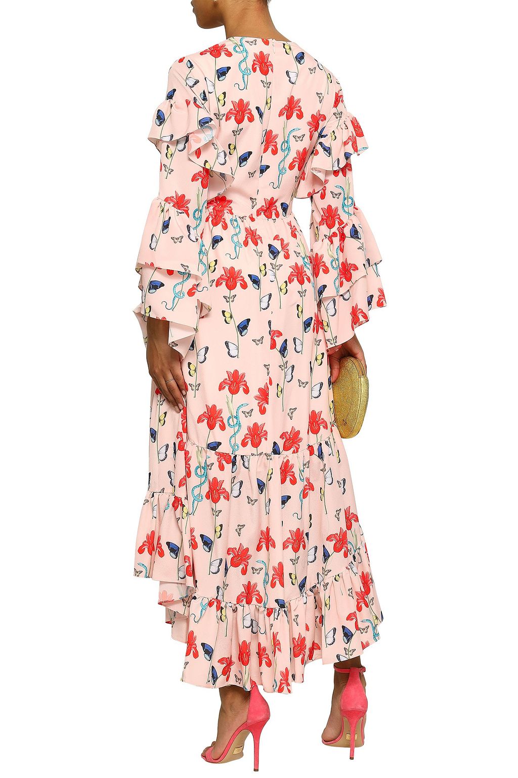 BORGO DE NOR Tiered printed crepe de chine midi dress