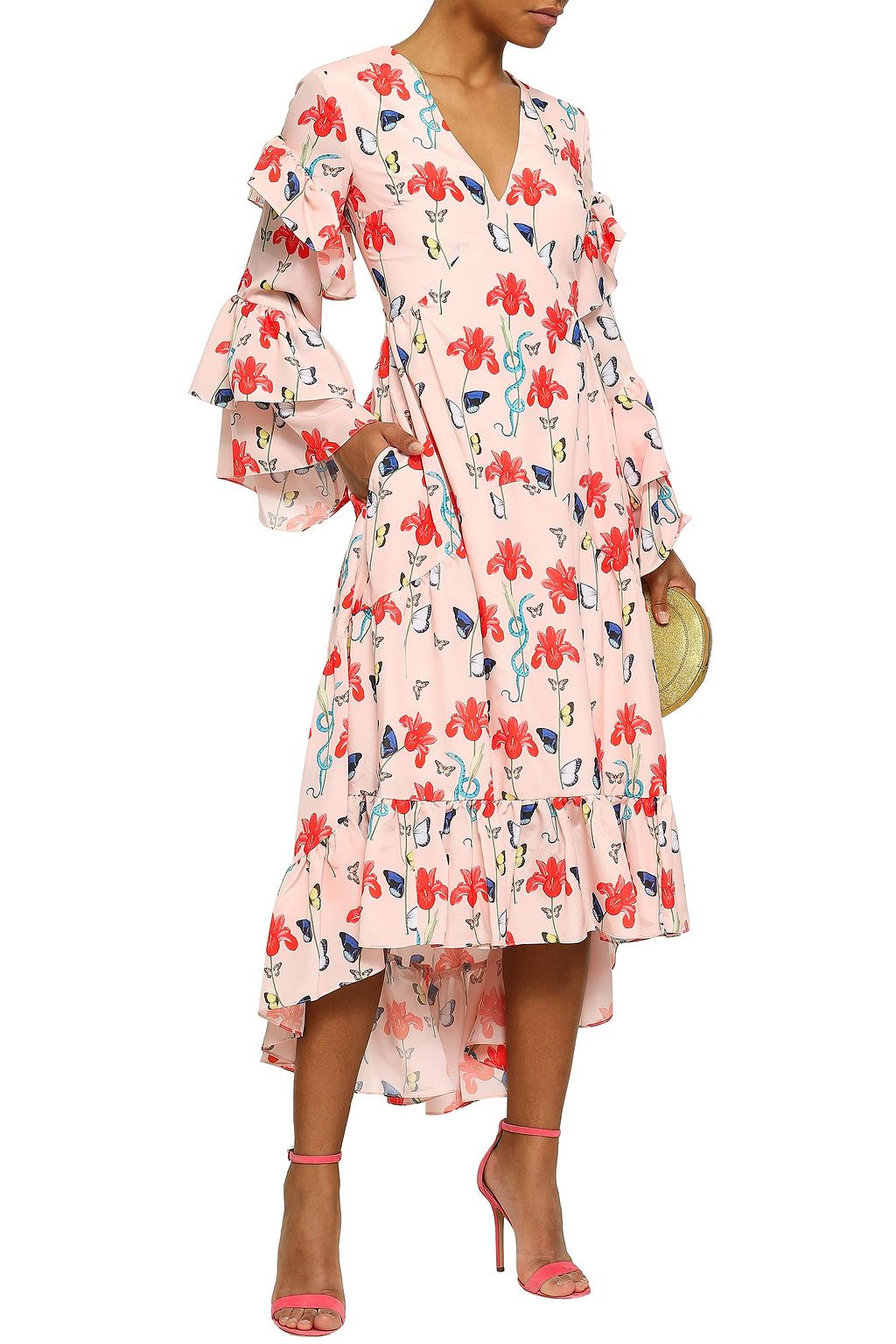 BORGO DE NOR Tiered printed crepe de chine midi dress