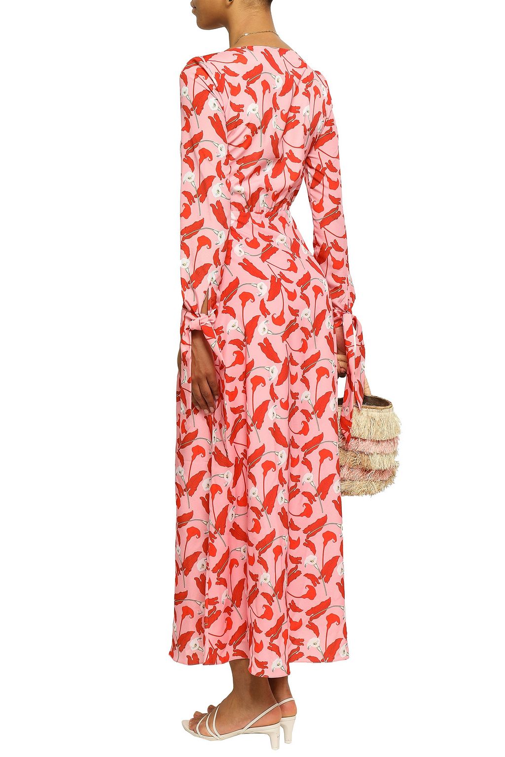 BORGO DE NOR Knotted floral-print crepe de chine maxi dress