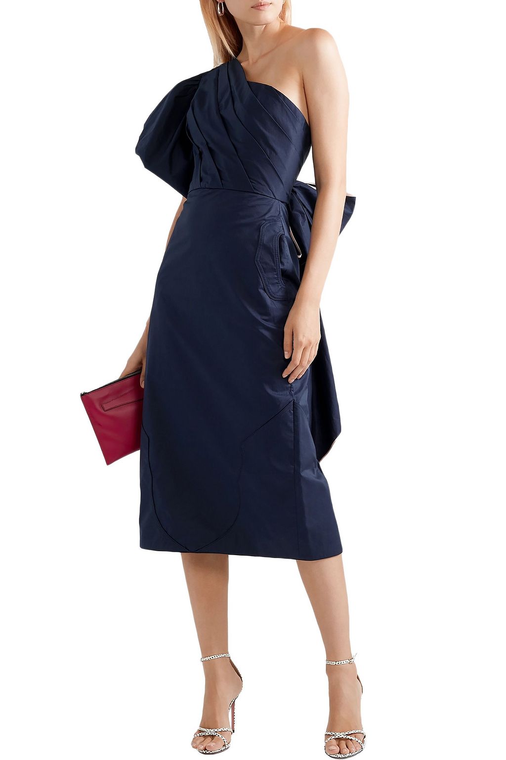 JOHANNA ORTIZ Tiger Lily one-shoulder cotton-blend poplin midi dress