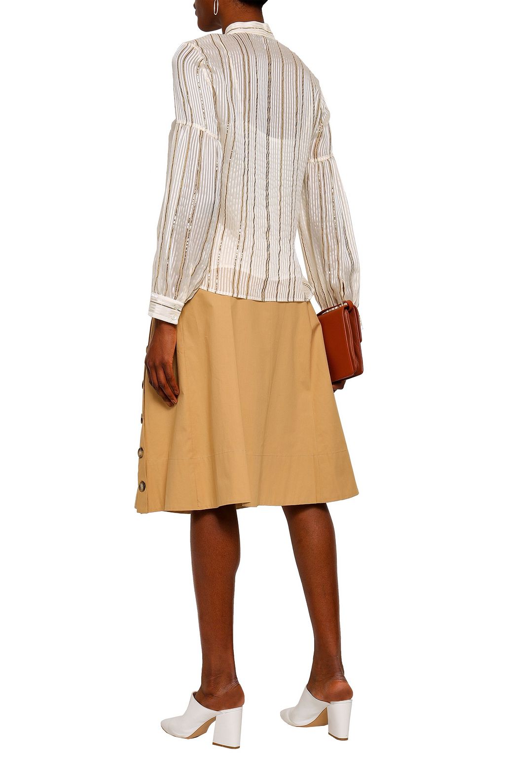 DEREK LAM 10 CROSBY Metallic silk-blend jacquard blouse