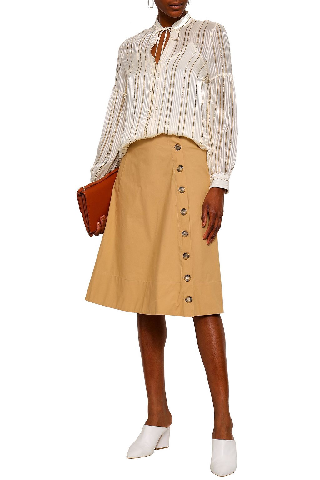 DEREK LAM 10 CROSBY Metallic silk-blend jacquard blouse