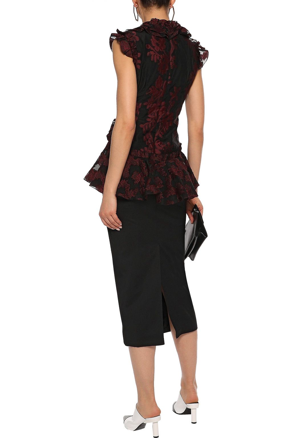ERDEM Regina ruffled fil coupé organza top