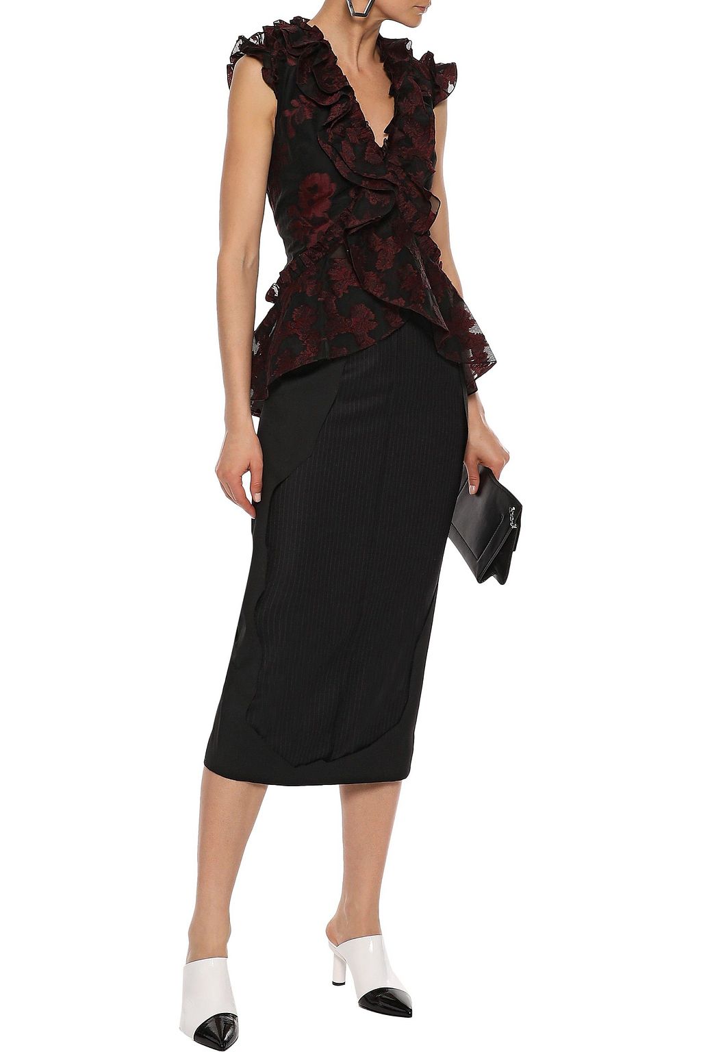 ERDEM Regina ruffled fil coupé organza top