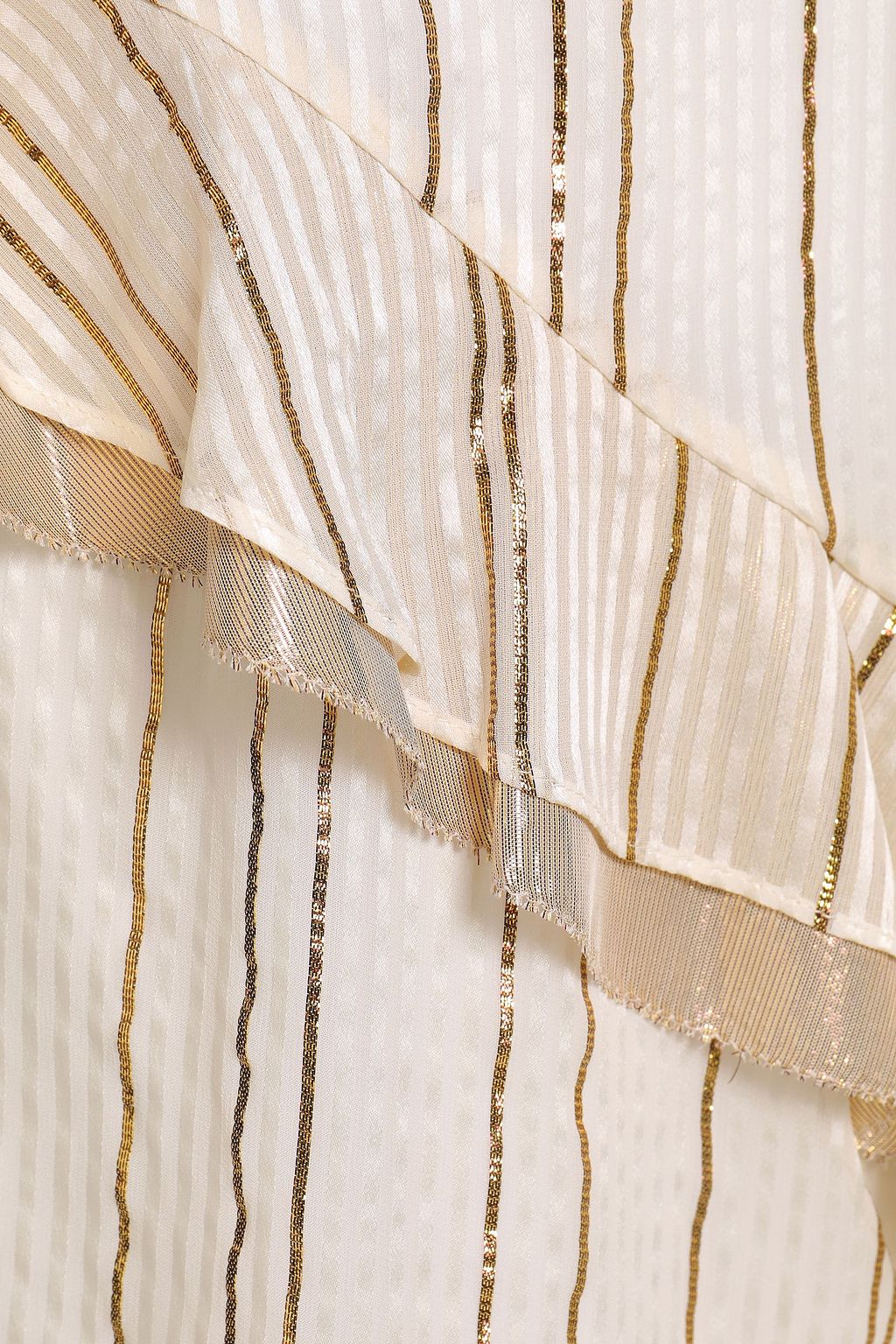 DEREK LAM 10 CROSBY Ruffled metallic striped silk-blend mini dress