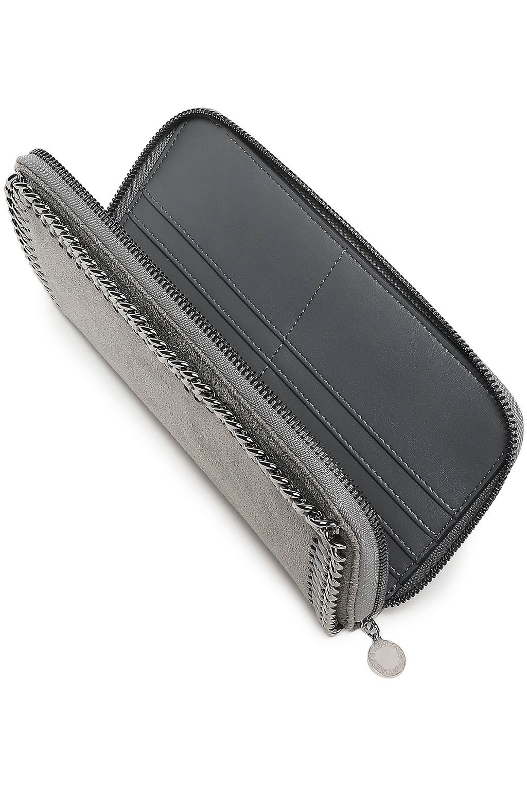 STELLA MCCARTNEY Falabella chain-trimmed faux brushed-leather continental wallet
