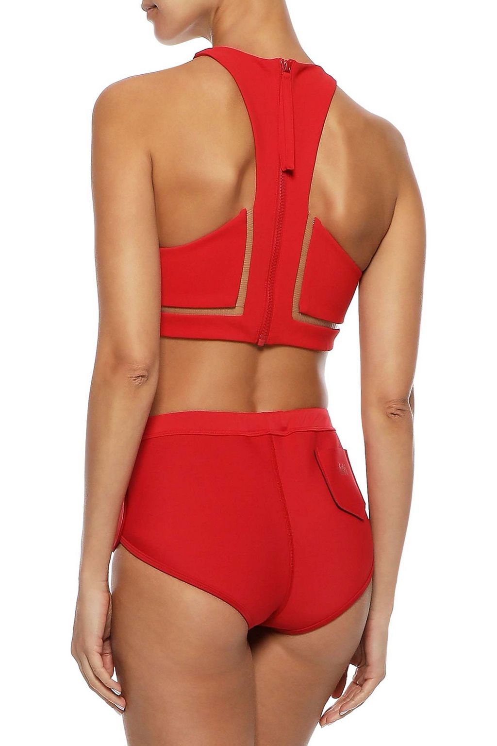 ALEXANDER WANG Open knit-trimmed halterneck bikini top