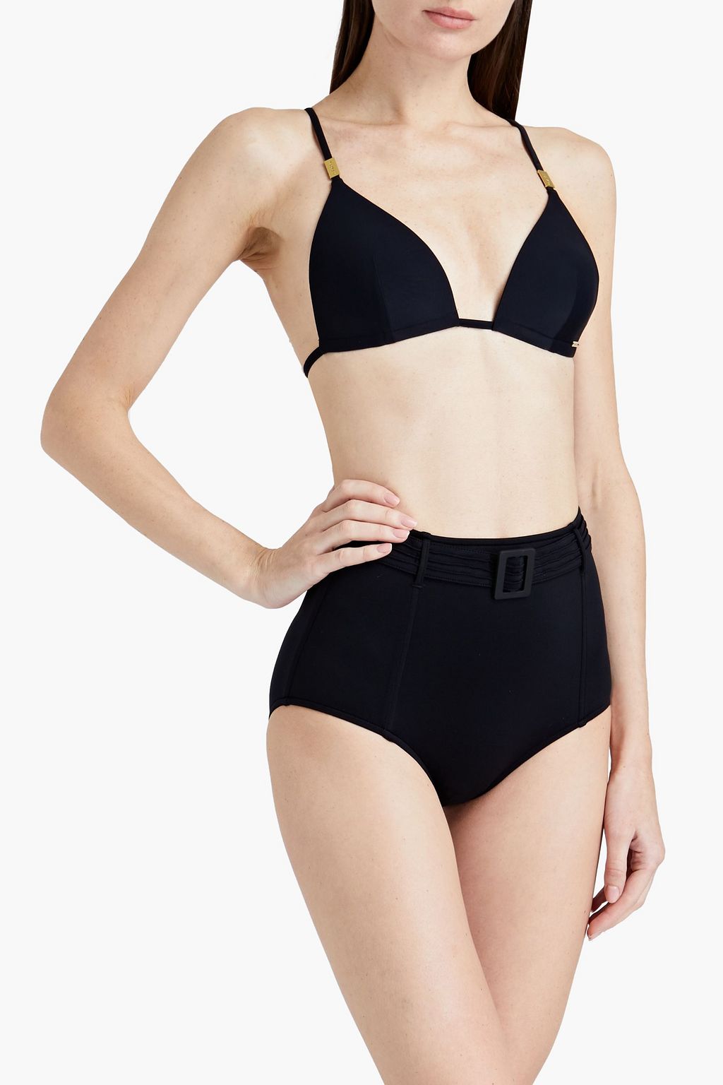 CALVIN KLEIN Metallic-trimmed triangle bikini top