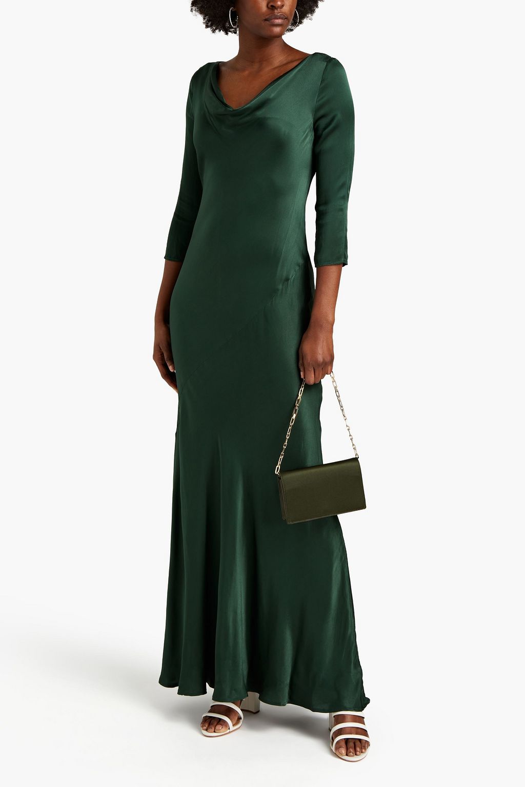 GHOST LONDON Myla draped satin-crepe maxi dress