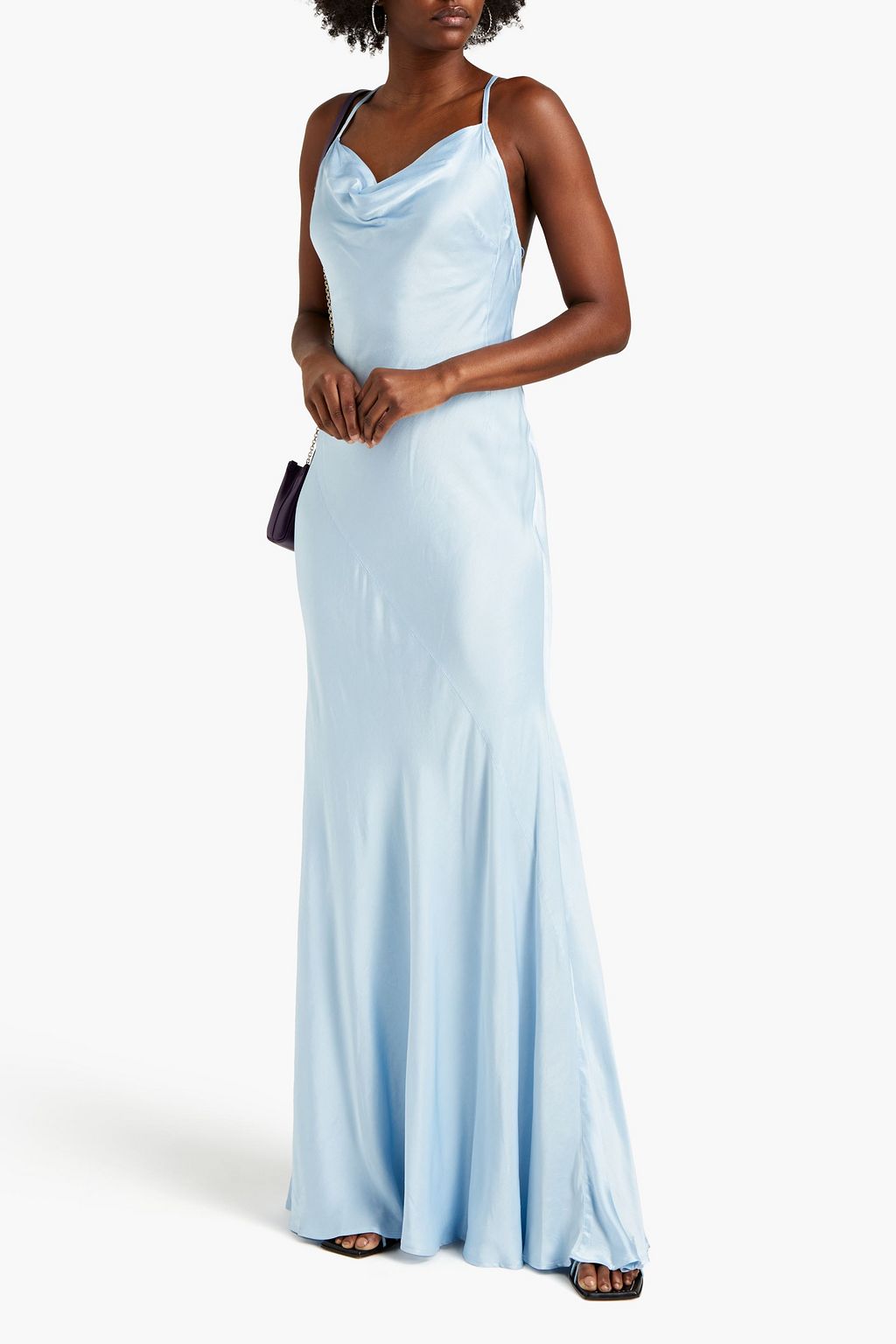 GHOST LONDON Jules draped satin-crepe maxi slip dress