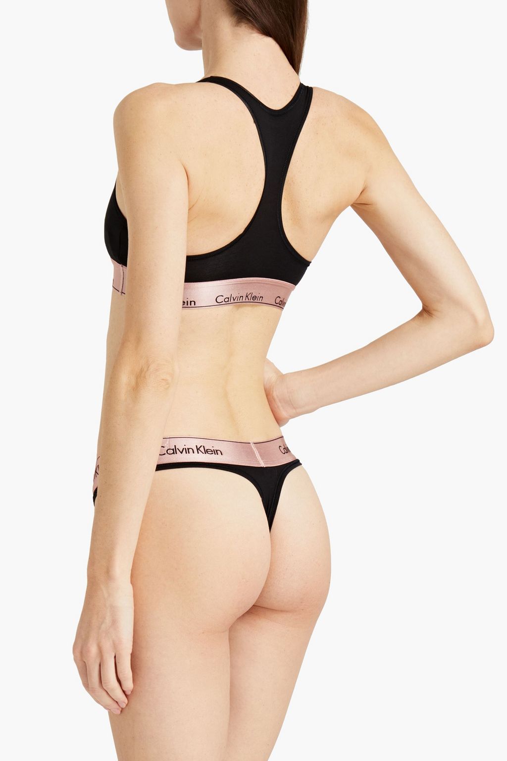 CALVIN KLEIN Cotton-blend jersey sports bra