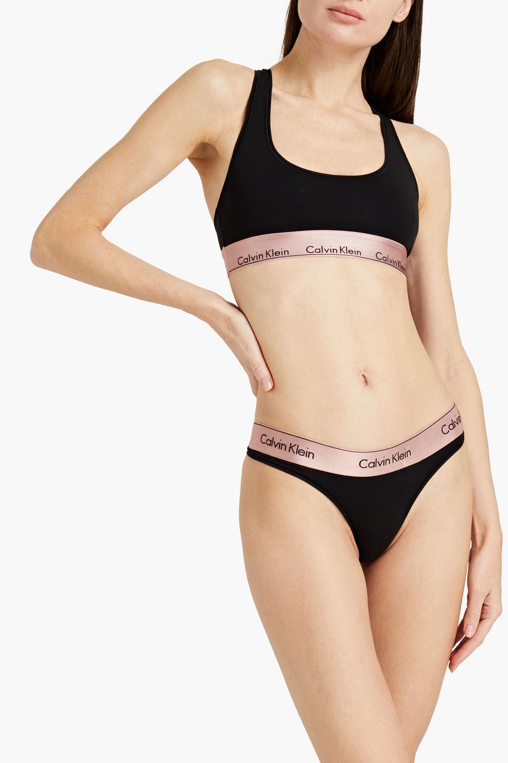 CALVIN KLEIN Cotton-blend jersey sports bra