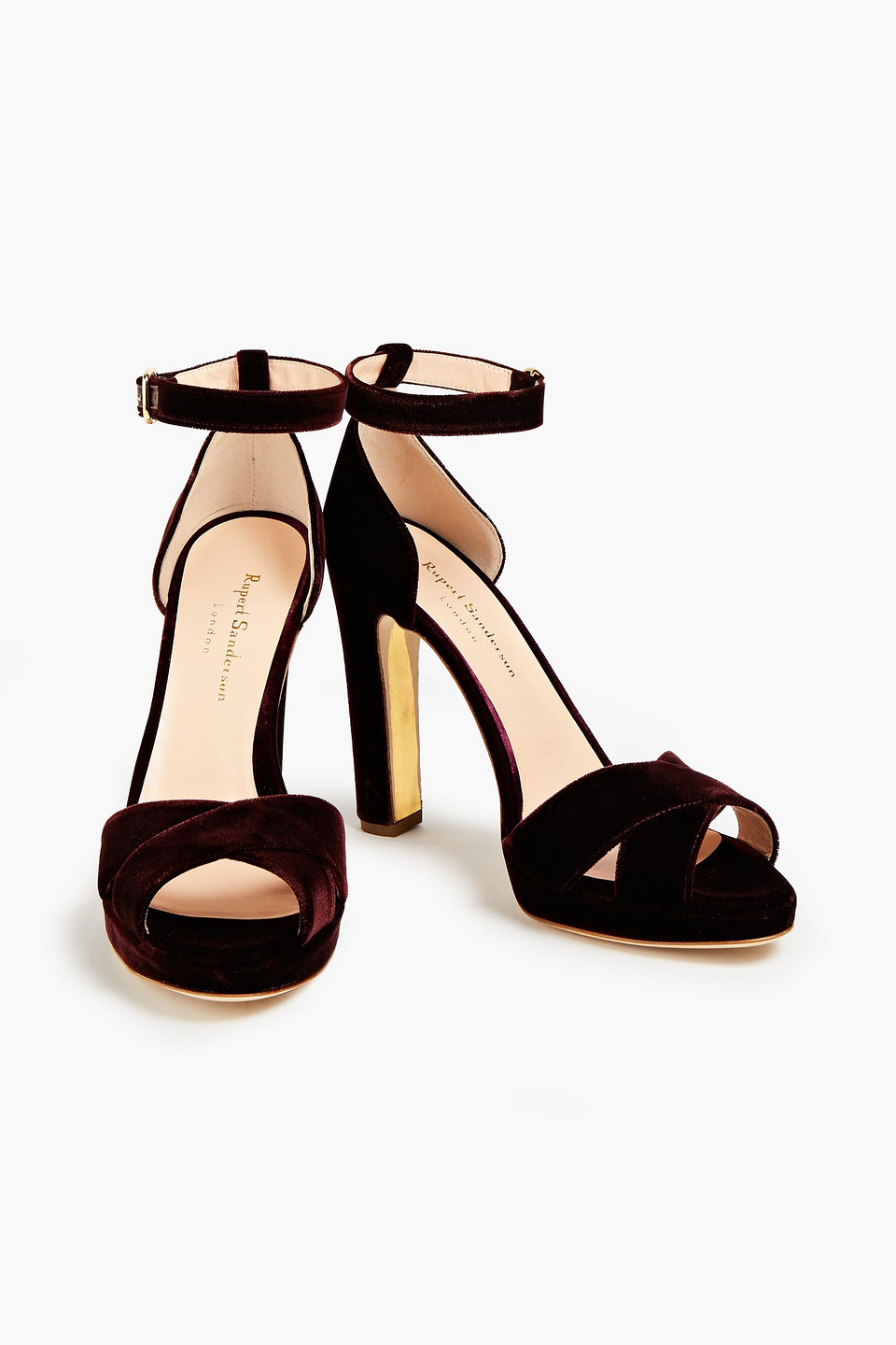 Rupert Sanderson Meadow Velvet Sandals In Red