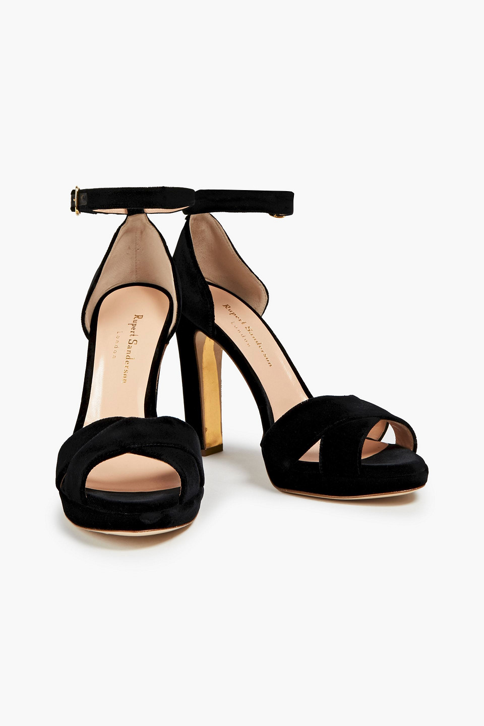 Rupert Sanderson Meadow Velvet Sandals In Black