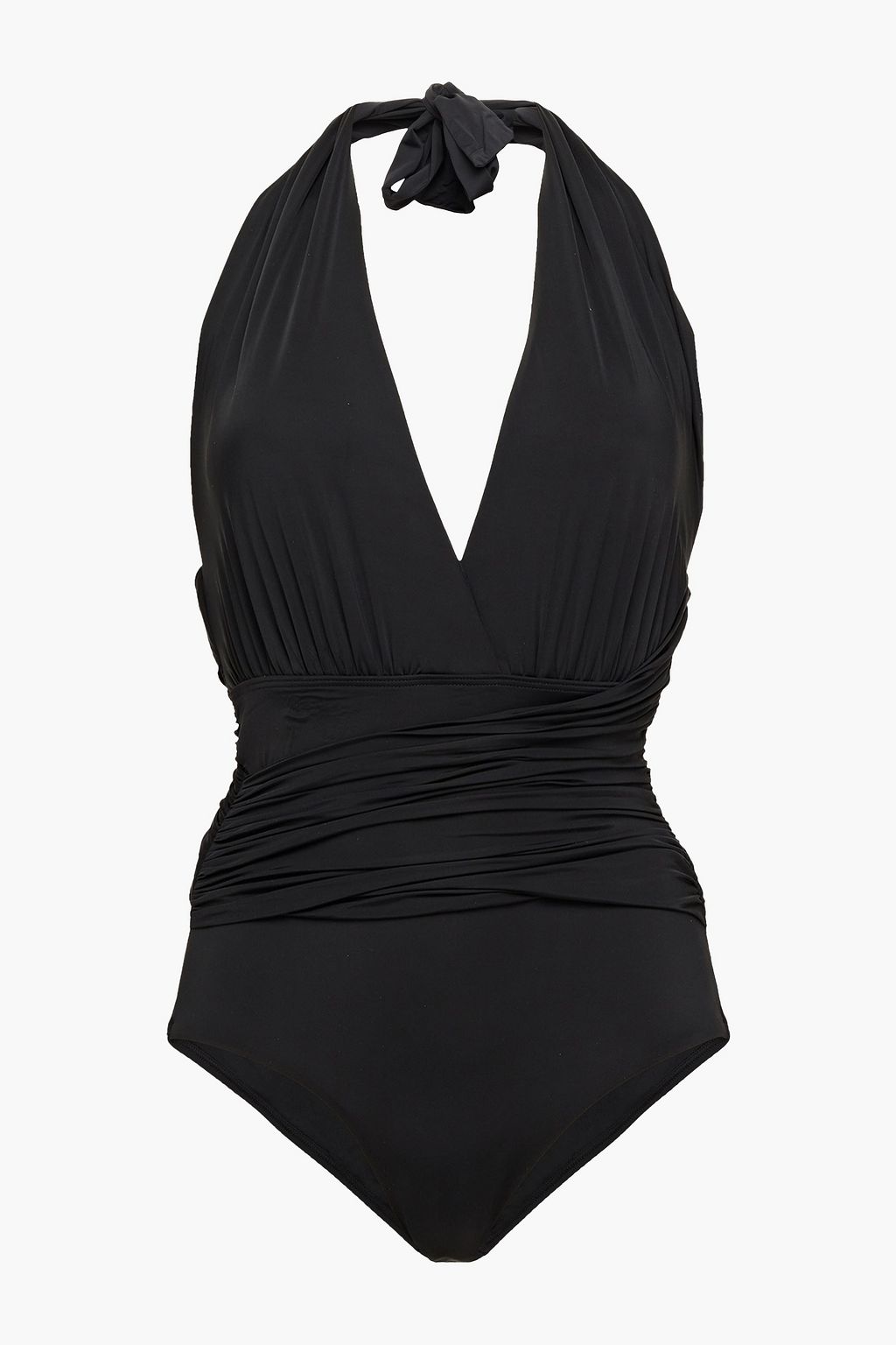 Black Ruched halterneck swimsuit | CALVIN KLEIN | THE OUTNET