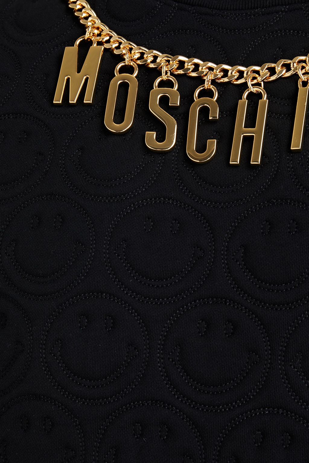 MOSCHINO Chain-embellished embroidered French cotton-terry sweatshirt